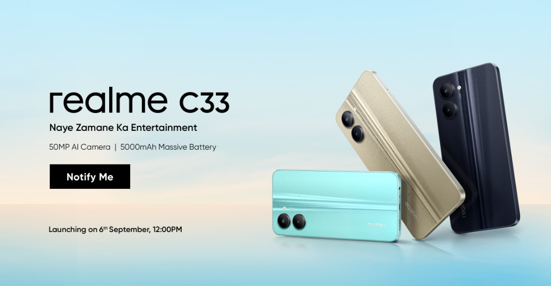 realme C33 将于 9 月 6 日在印度发布，搭载 5000 万像素主摄